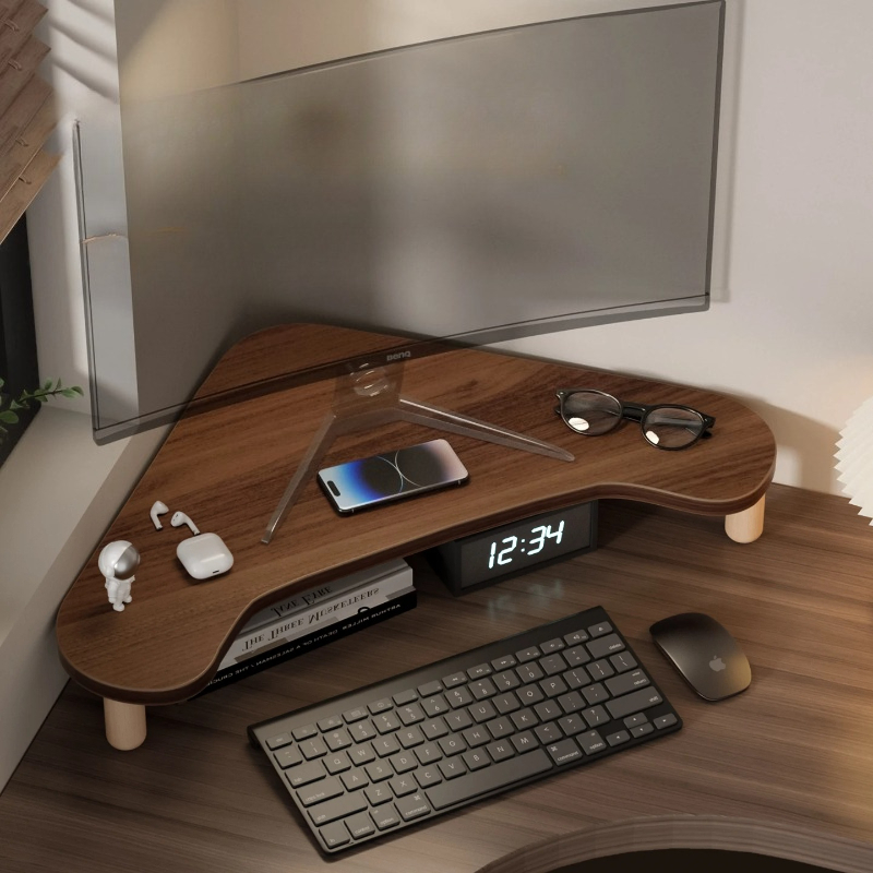 Monitor Riser Wood - Köşe Bilgisayar Sehpası, Masa için Üçgen