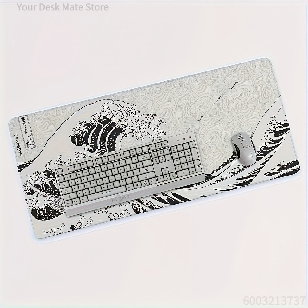 Desk Setup Art - Siyah Beyaz Dalga Sanatı XXL Masa