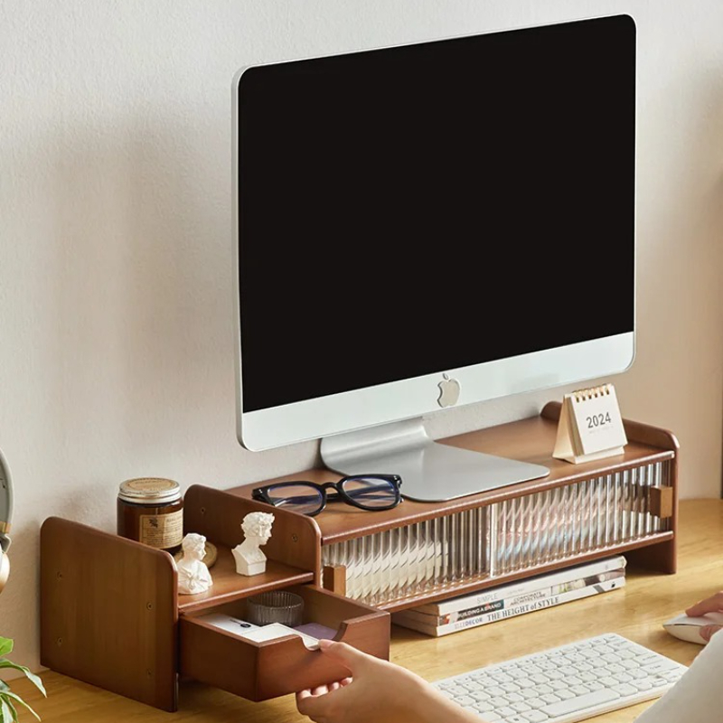Monitor Riser Wood - ‌ Çekmeceli Monitör Standı - Ayarlanabilir