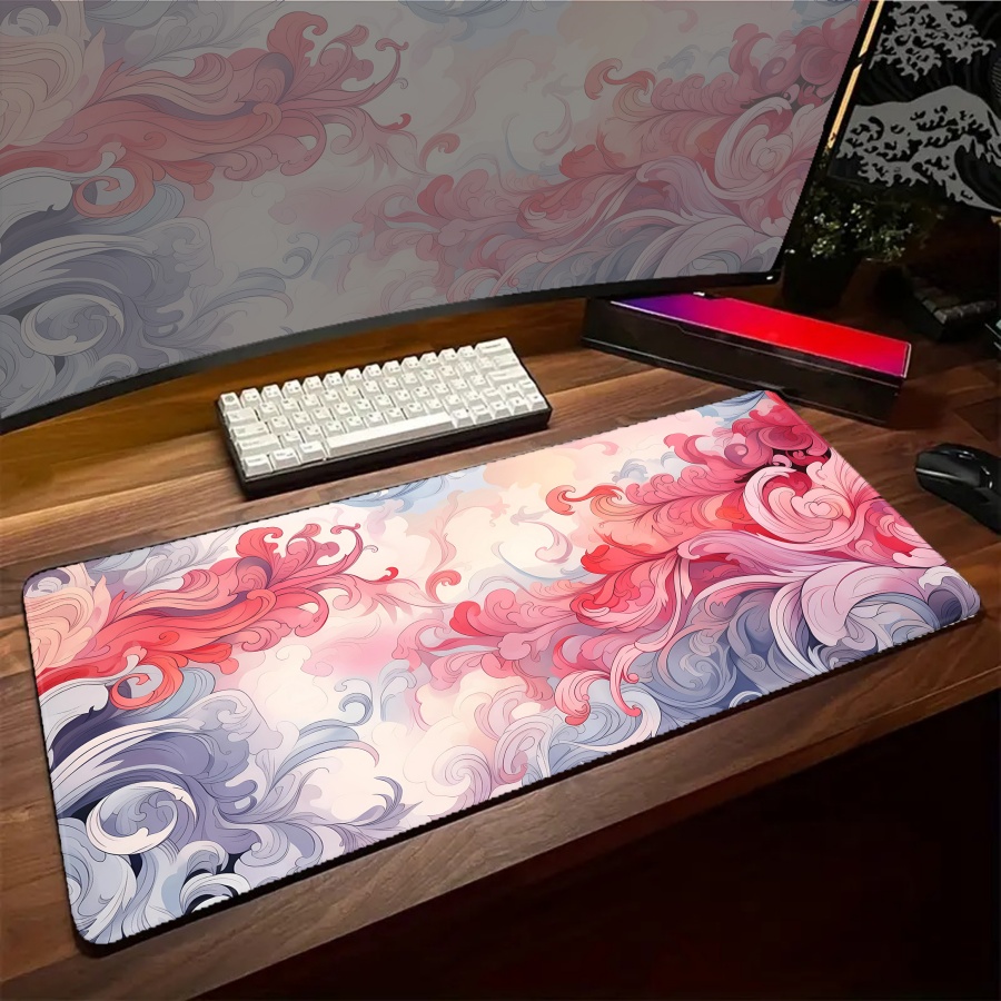 Desk Setup Art - Büyük Sanatsal Tüy Mouse Pad Oyun