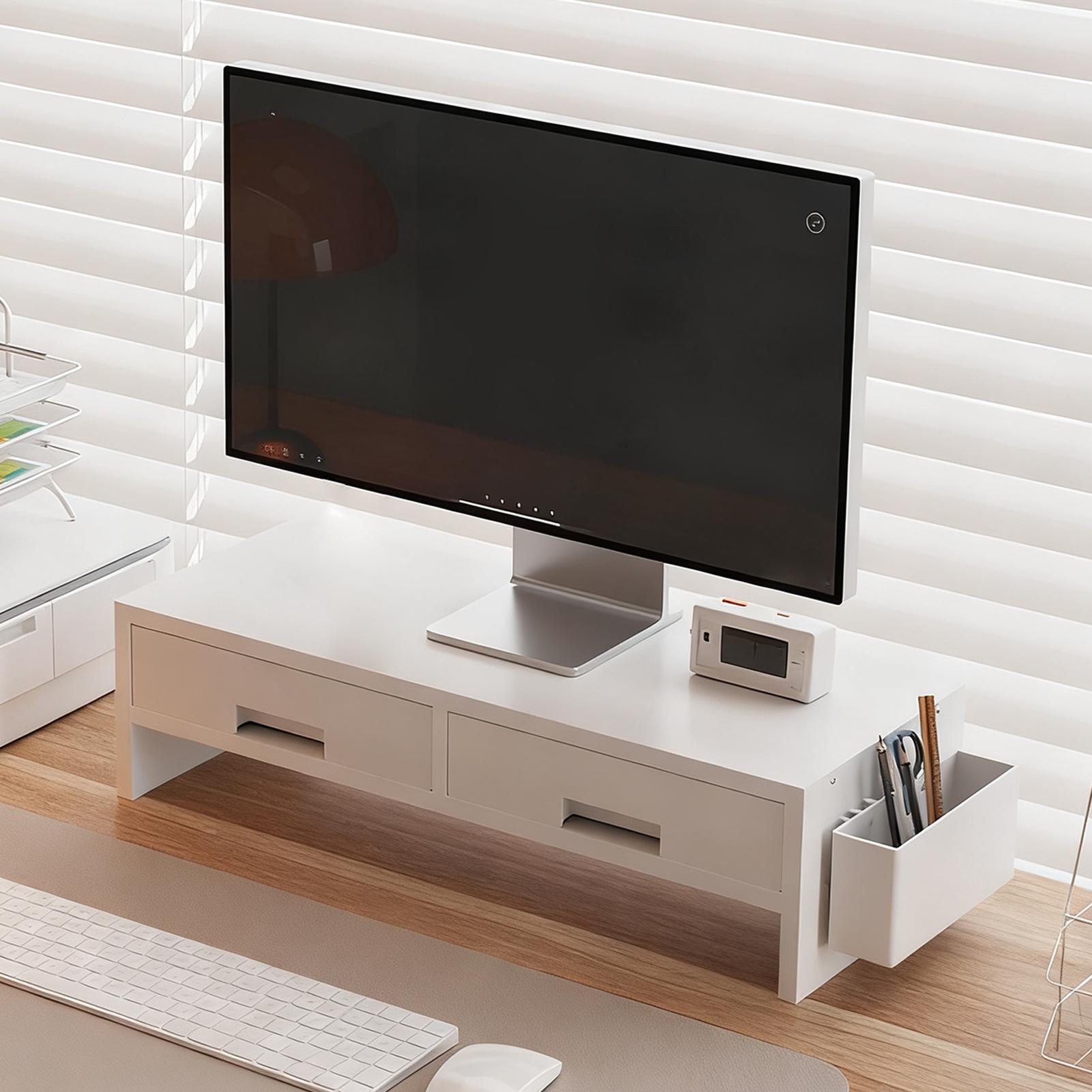 Monitor Riser Wood - Masa Monitörü Standı Yükseltici Çift Çekmeceli