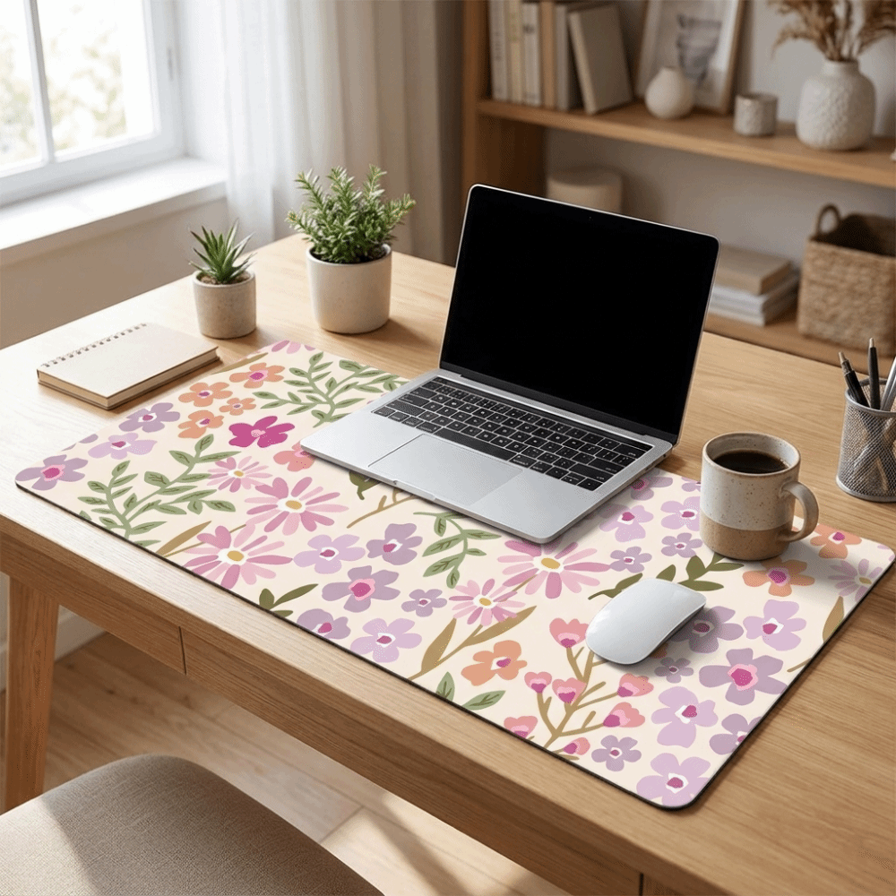 Rubber Mat Desk - Leke tutmaz Büyük Çiçek Desenli Masa