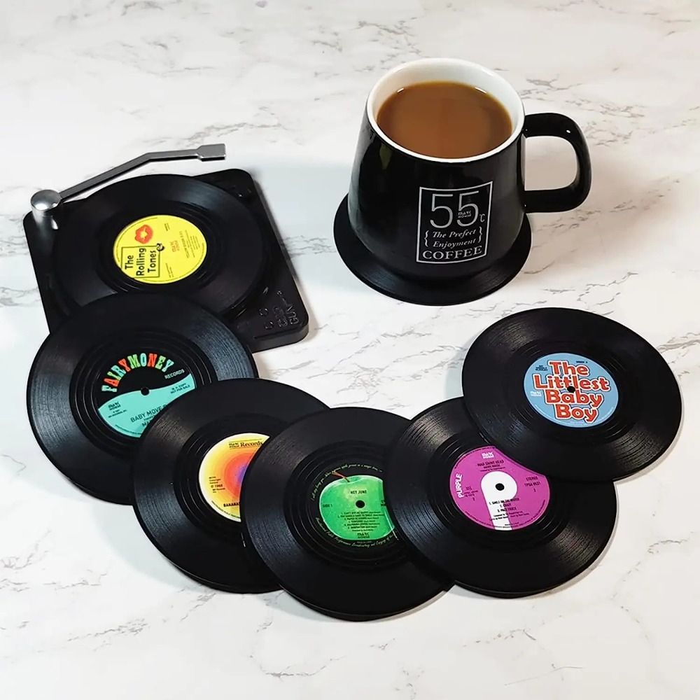 Desk Setup Retro - 2/4/6 adet Retro vinil kayıt fincan