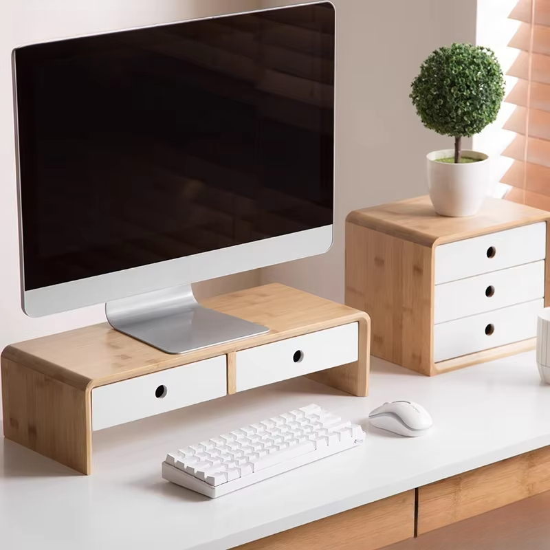 Desk Setup Living Room - Bambu Dizüstü Bilgisayar Monitör Yükseltici Çevre