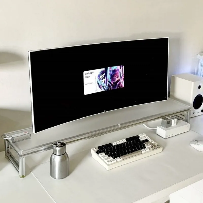 Desk Setup Living Room - Alüminyum Monitör Standı Akrilik Masaüstü Yükseltici