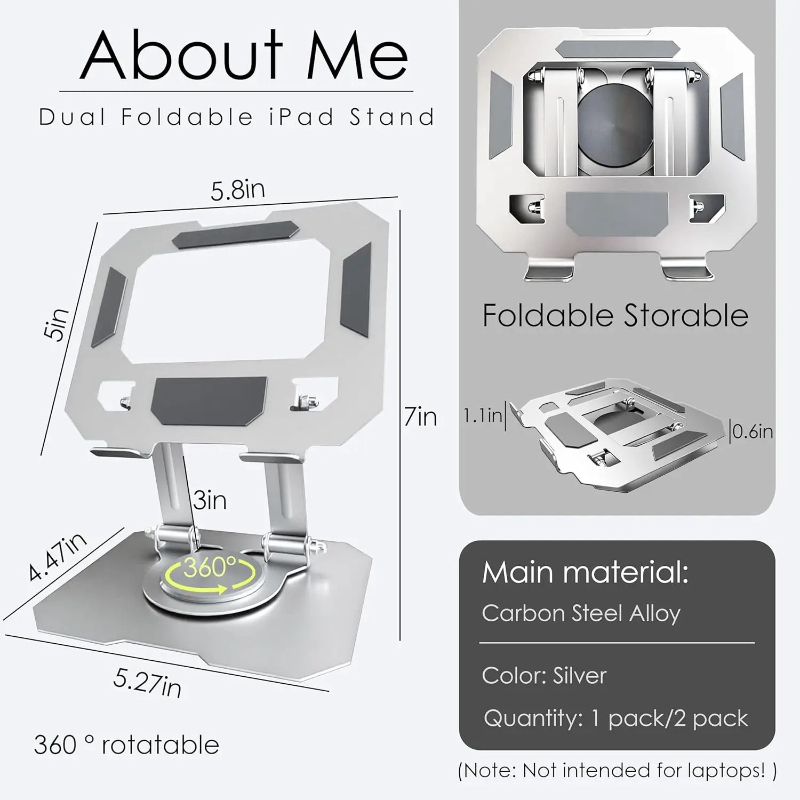 360 Derece Dönen Karbon Çelik  - Desk Setup Ipad incelemesi ve fiyatı