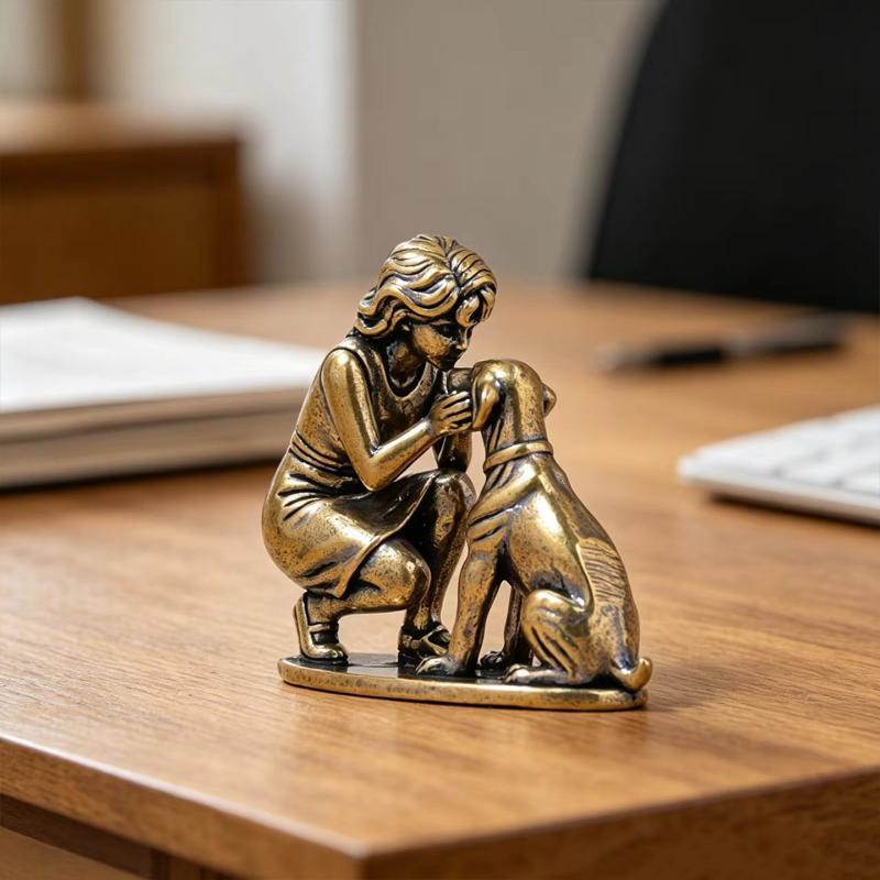 Pirinç Kız Köpek Figürü Ev Mas - Desk Setup Retro incelemesi ve fiyatı